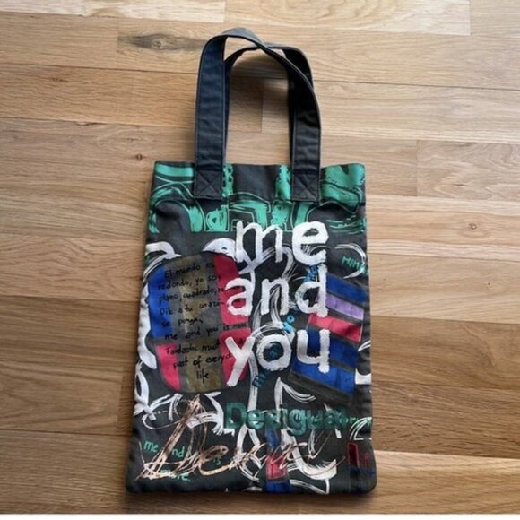 Desigual Bags | Desigual Tote/Hand Bag "Me And You" | Color: Green/White | Size: - Picture 1 of 6
